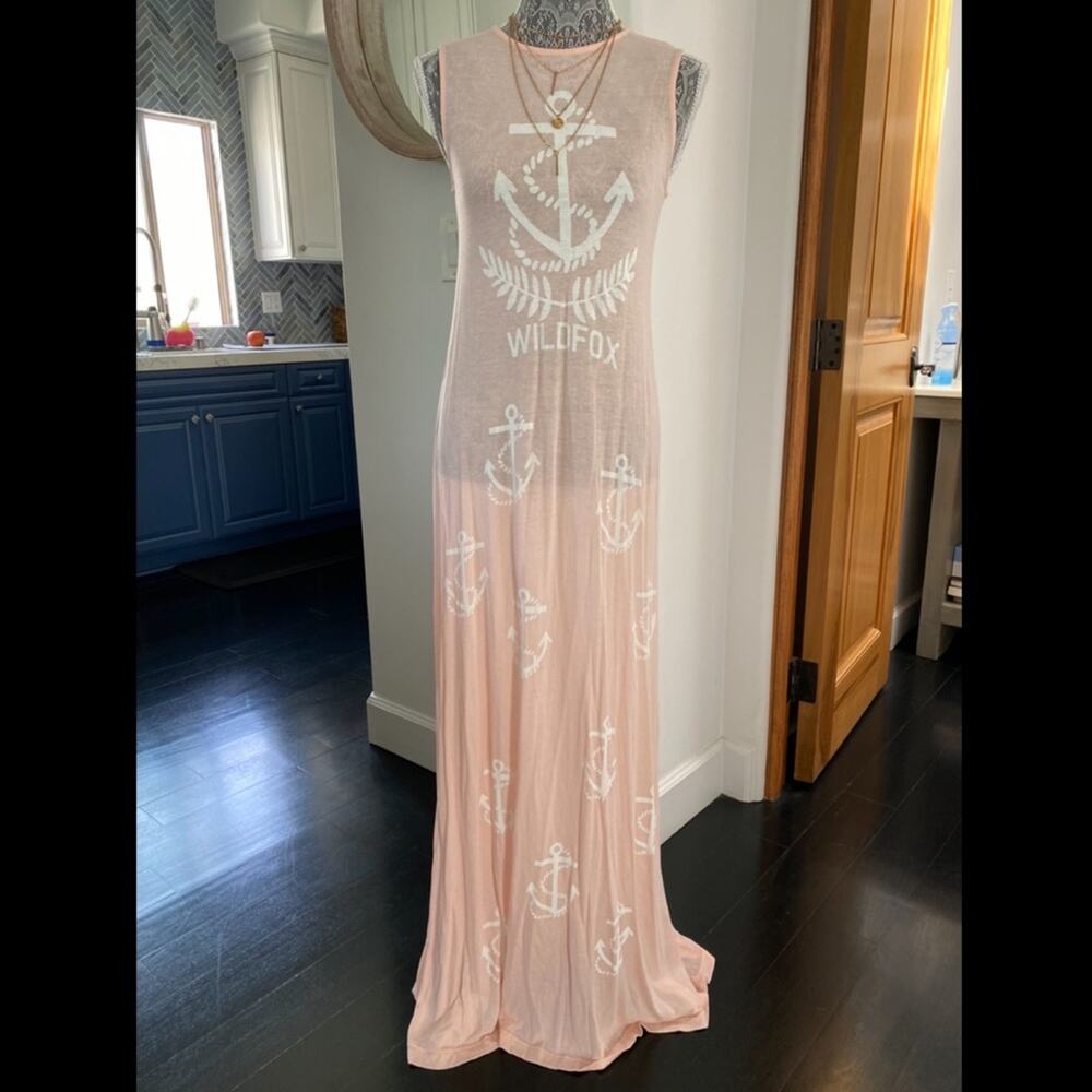WILDFOX 'Olive Oil' Nautical Anchor Antoinette Yacht Tank Maxi Dress Pink XS - Picture 5 of 7